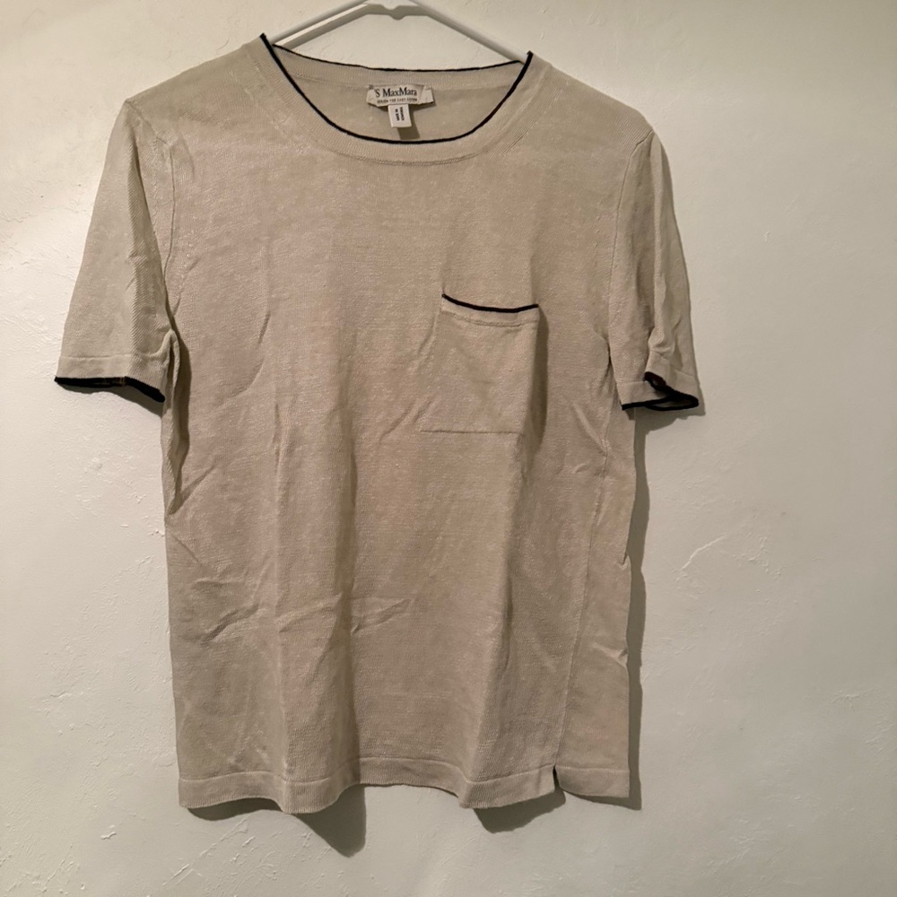 MaxMara Cream and Black Short Sleeve Tee knit
